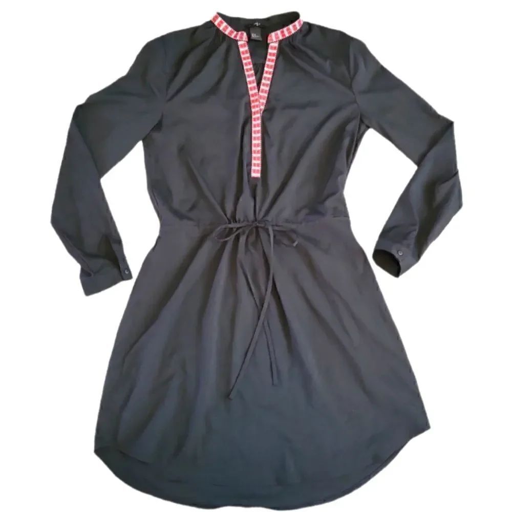 EC H&M RIBBON TRIMED LONG SLEEVE TIE AT THE WAIST DRESS SZ. 8